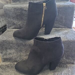 Candie's Black Ankle Booties with Gold Zipper